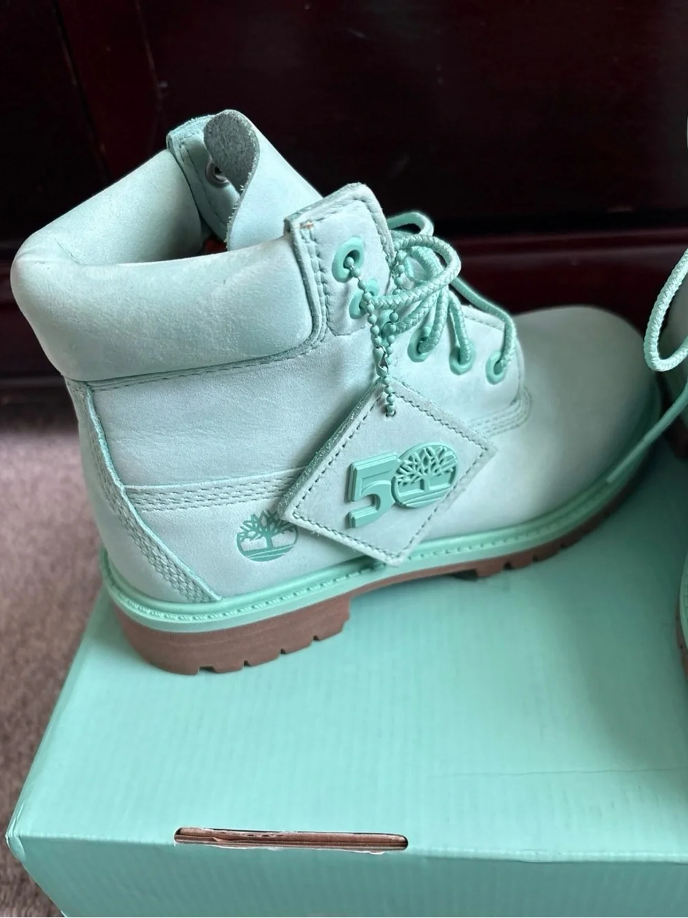 Timberland Kids Mint Green Lace-Up Boots
